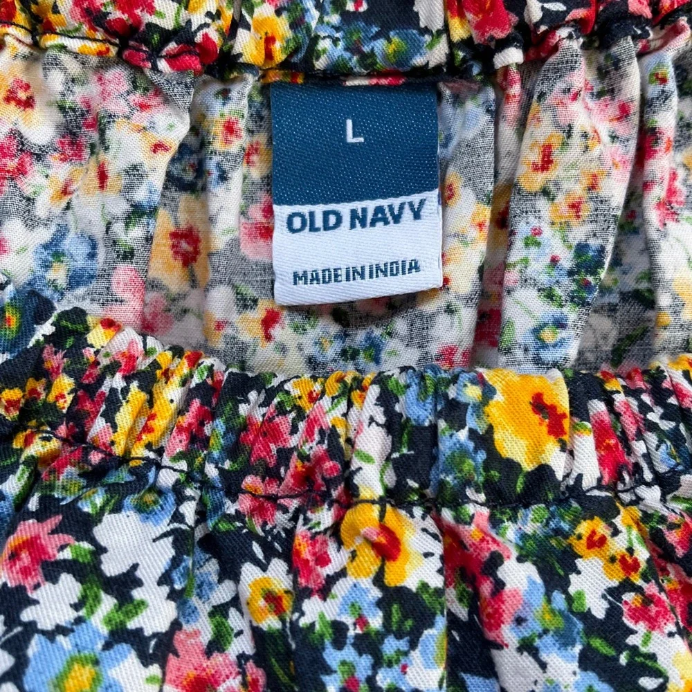 Old Navy Floral Babydoll Peplum Top Blouse Flutter Puff Sleeve Sz. L Cottagecore